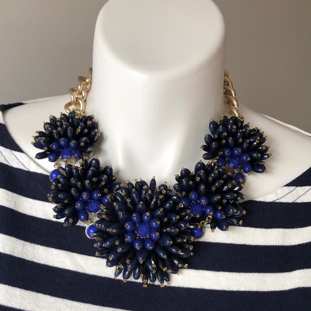 Banana Republic blue floral statement necklace